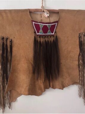 Handmade Suede Fringe Top with Beaded Accent
